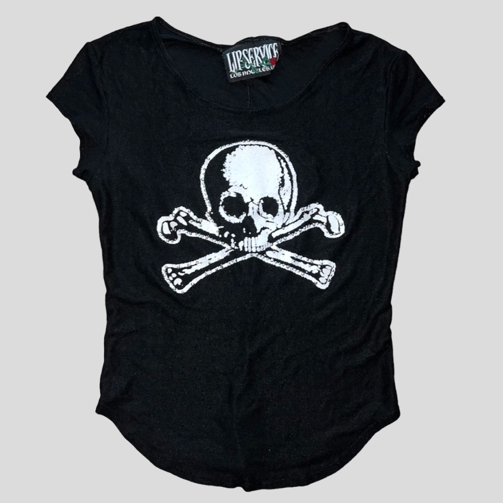 y2k lip service skull baby tee